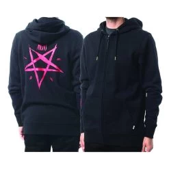 ALTAMONT Zip Up PENTAGRAM Hooded Black/red