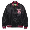HUF Crackerjack Satin Baseball Jacke - Black