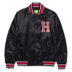 HUF Crackerjack Satin Baseball Jacke - Black