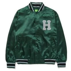 HUF Crackerjack Satin Baseball Jacke - Forest Green