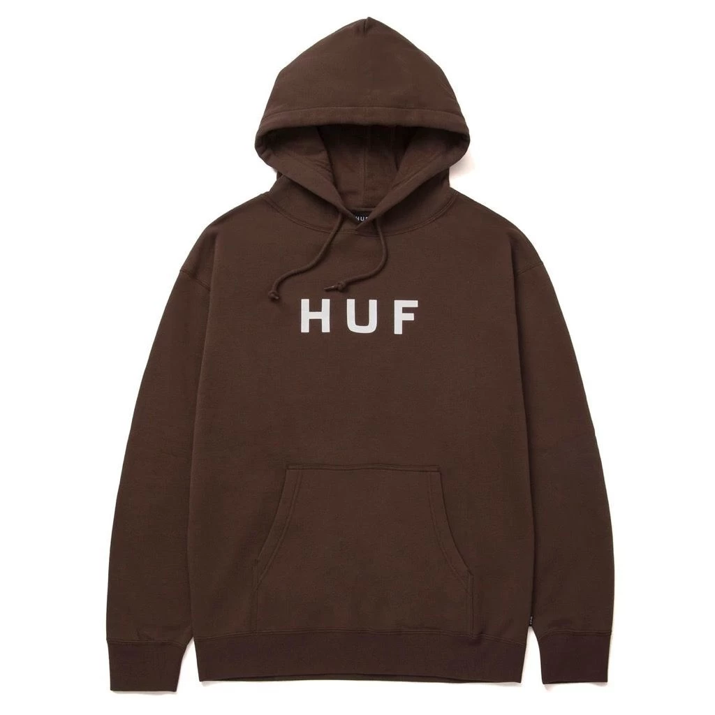 HUF Essentials OG Logo Hoodie - Chocolate 3 HUF Essentials OG Logo Hoodie - Chocolate