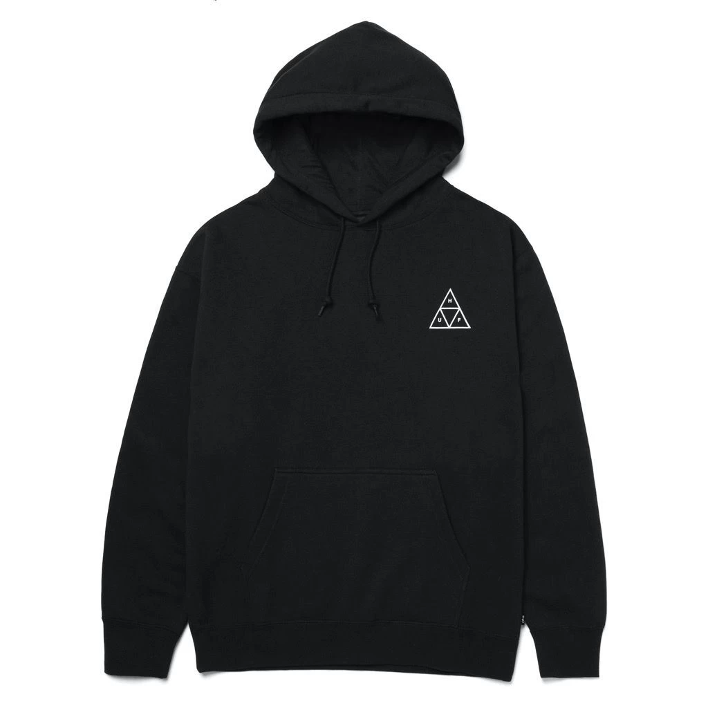 HUF Essentials Triple Triangle Hoodie - Black 3 HUF Essentials Triple Triangle Hoodie - Black