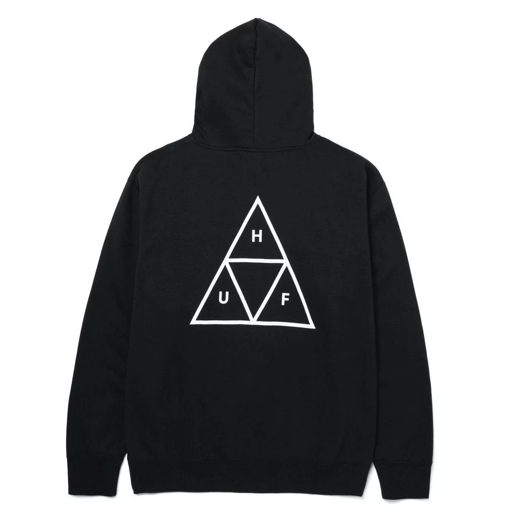 HUF Essentials Triple Triangle Hoodie - Black 4 HUF Essentials Triple Triangle Hoodie - Black – Bild 2