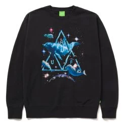 HUF Space Dolphins Wash Pullover - Black