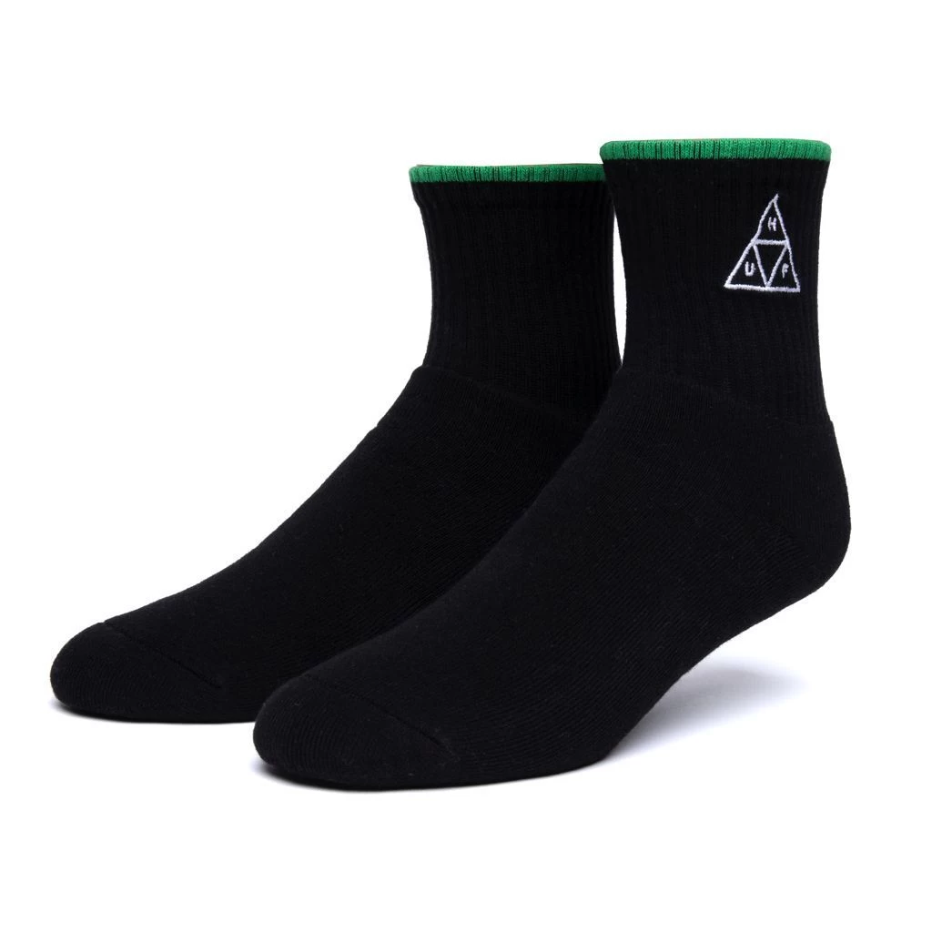HUF Emb. Triple Triangle 1/4 Socken Black 3 HUF Emb. Triple Triangle 1/4 Socken Black